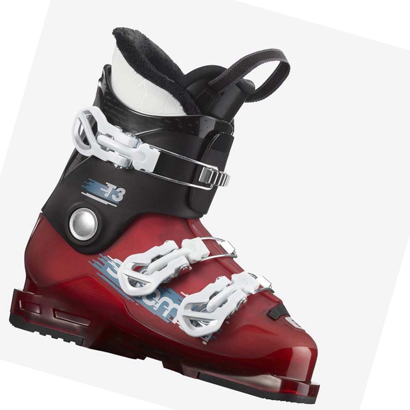 Botas De Ski Salomon T3 RT Criança Pretas Vermelhas Branco | 40169-WKOL