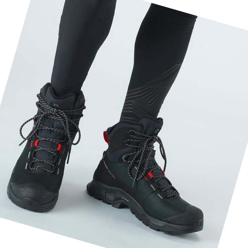 Botas de Inverno Salomon QUEST WINTER THINSULATE™ CLIMASALOMON™ WATERPROOF Masculino Pretas | 12957-RMOE