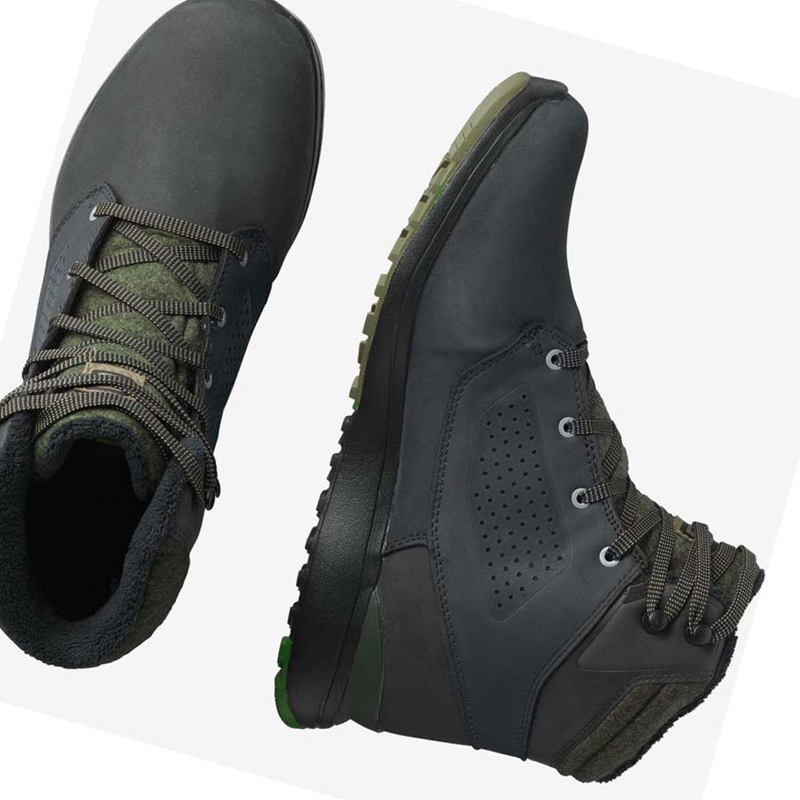 Botas de Inverno Salomon UTILITY WINTER CLIMASALOMON™ WATERPROOF Masculino Pretas Verdes | 08352-KMQL