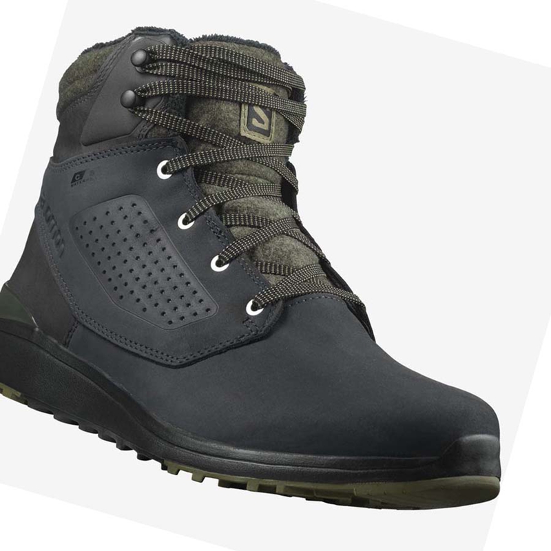 Botas de Inverno Salomon UTILITY WINTER CLIMASALOMON™ WATERPROOF Masculino Pretas Verdes | 08352-KMQL