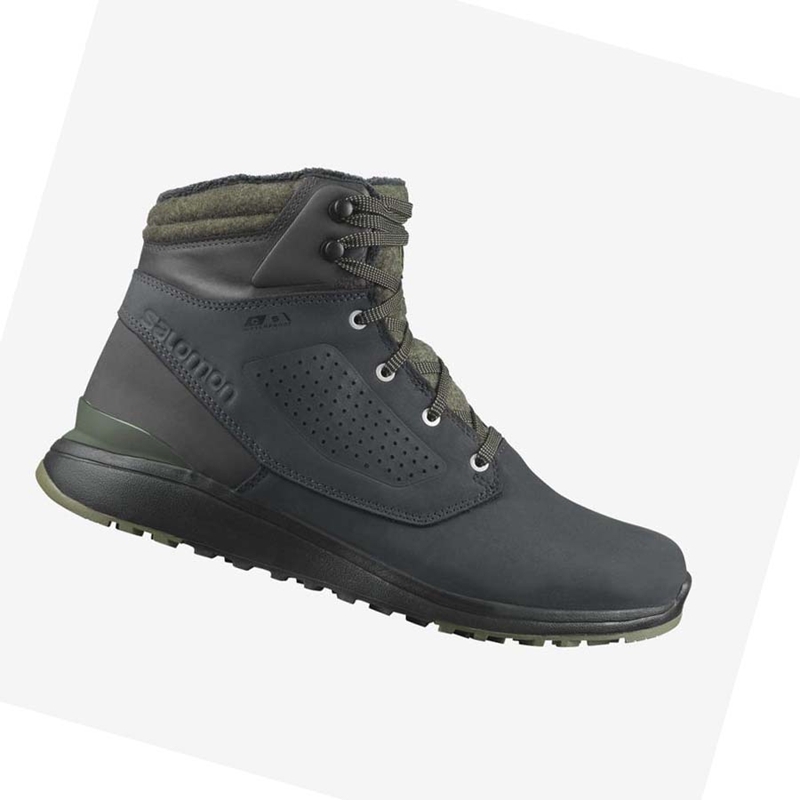 Botas de Inverno Salomon UTILITY WINTER CLIMASALOMON™ WATERPROOF Masculino Pretas Verdes | 08352-KMQL