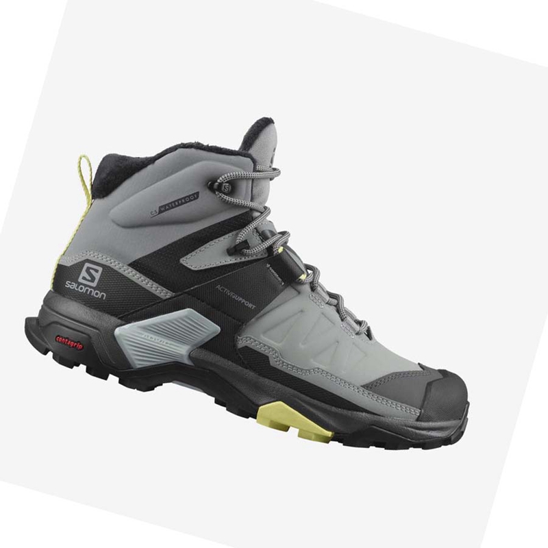 Botas de Inverno Salomon X ULTRA 4 MID WINTER THINSULATE™ CLIMASALOMON™ Feminino Cinzentas | 37596-QKJN