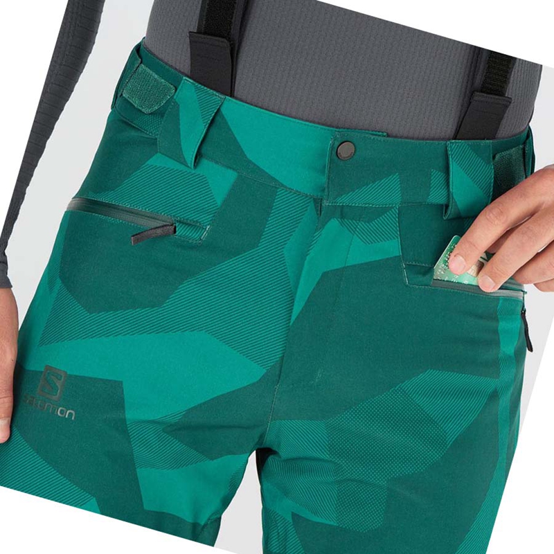 Calça De Esqui Salomon EDGE Masculino Verdes | 31678-IABF