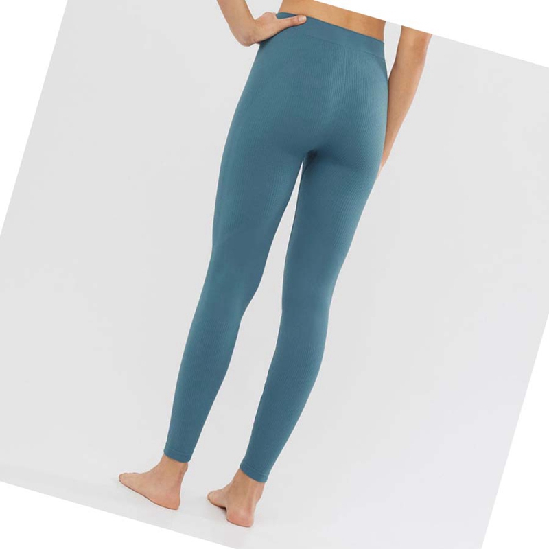 Calças Salomon ESSENTIAL SEAMLESS Feminino Azuis | 12968-ZJVH