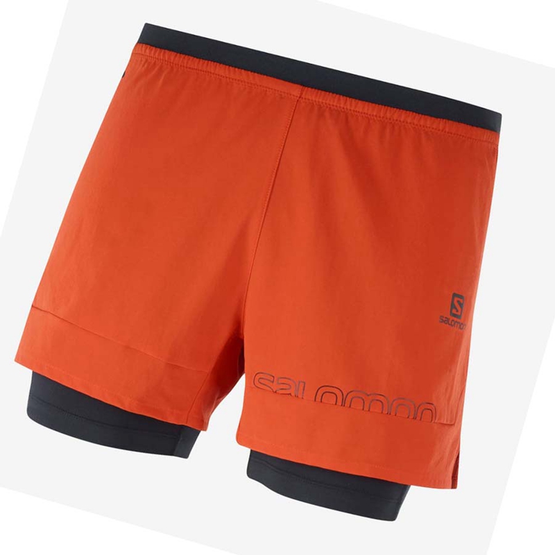 Calções Salomon CROSS 2IN1 Masculino Laranja | 78106-HKRJ