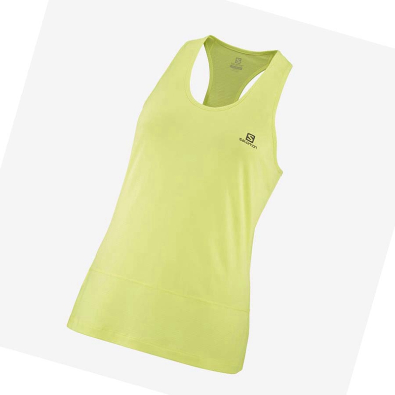 Camiseta Salomon CROSS RUN Feminino Verdes | 69423-BMEI