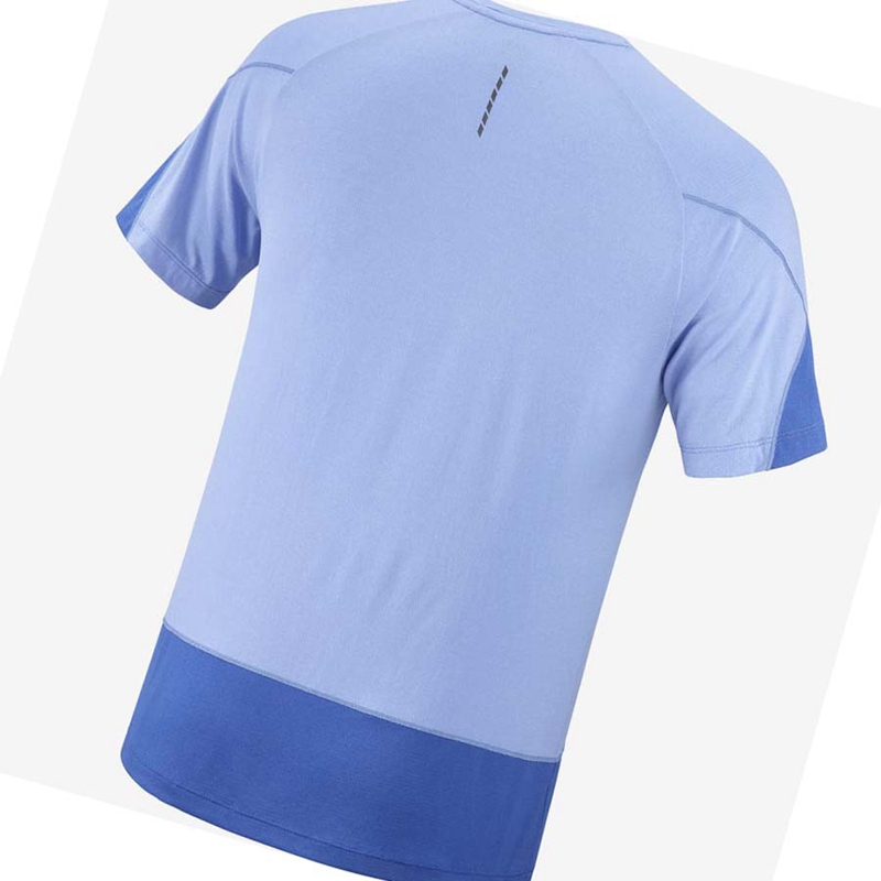 Camiseta Salomon CROSS RUN GRAPHIC Masculino Azuis | 59674-YPEC