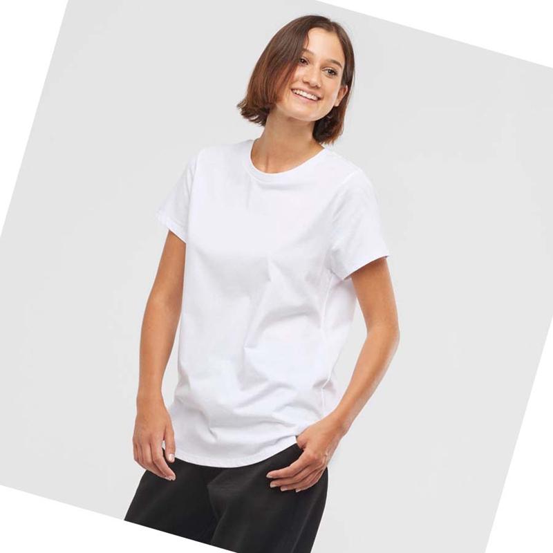 Camiseta Salomon OUTLIFE SCOOP HEM TEE W Feminino Branco | 10763-YURZ