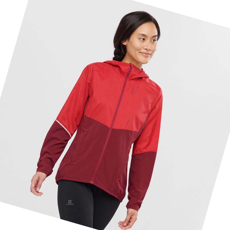 Casaco Salomon AGILE WIND WINDBREAKERS Feminino Vermelhas | 98754-UONG