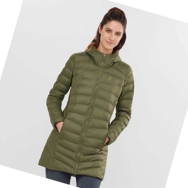 Casaco Salomon ESSENTIAL XWARM LONG INSULATED Feminino Verde Oliva | 39056-OTCV