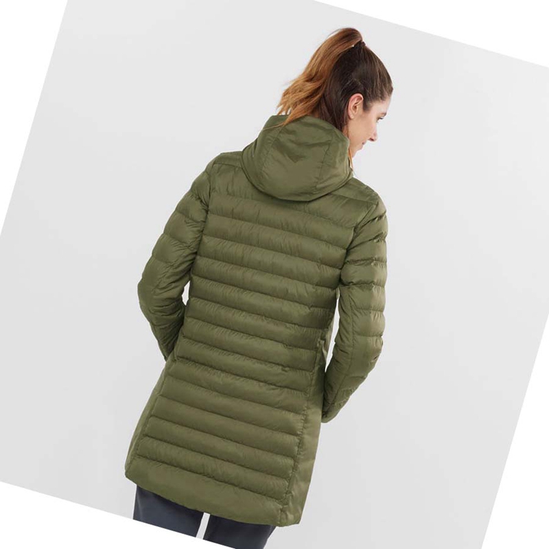 Casaco Salomon ESSENTIAL XWARM LONG INSULATED Feminino Verde Oliva | 39056-OTCV