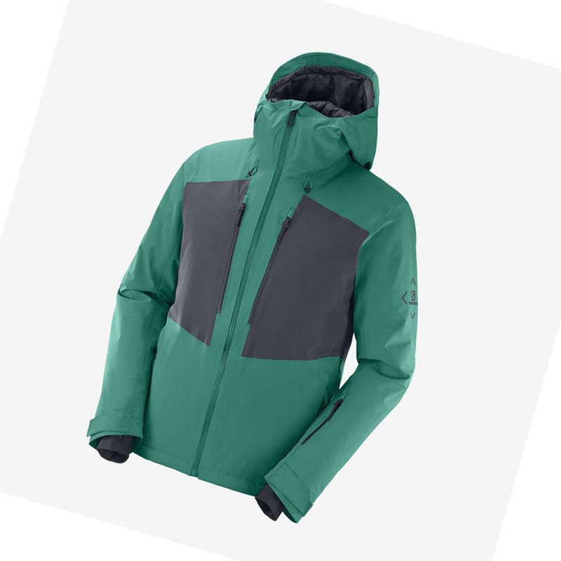 Jaquetas De Esqui Salomon HIGHLAND Ski Masculino Verdes | 10247-EDLA