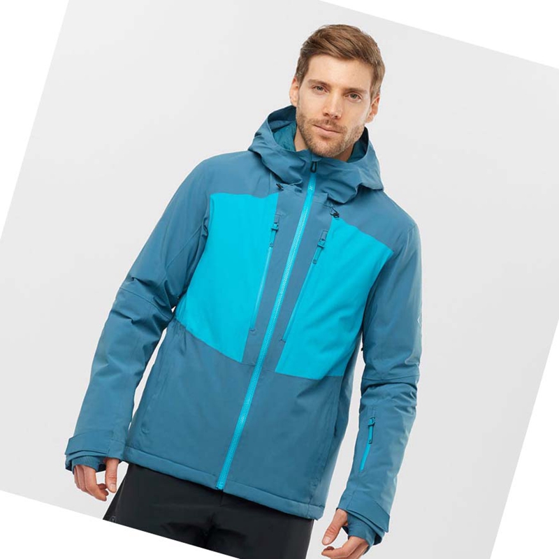 Jaquetas De Esqui Salomon HIGHLAND Ski Masculino Azuis | 85014-BOIW