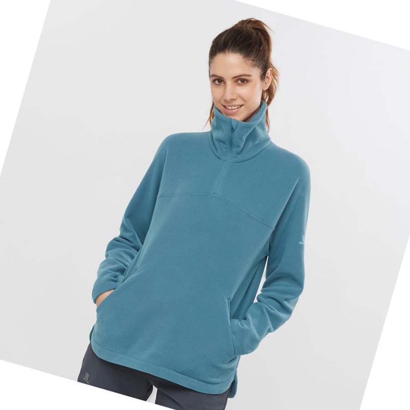 Moletom Com Capuz Salomon ESSENTIAL COSY FLEECE Feminino Azuis | 19568-LWKB