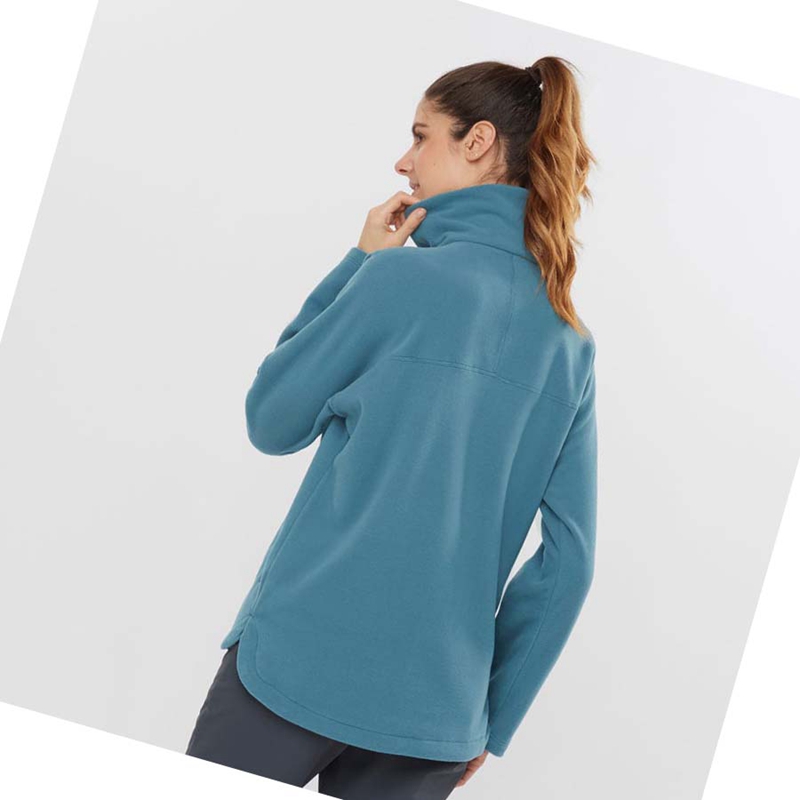 Moletom Com Capuz Salomon ESSENTIAL COSY FLEECE Feminino Azuis | 19568-LWKB