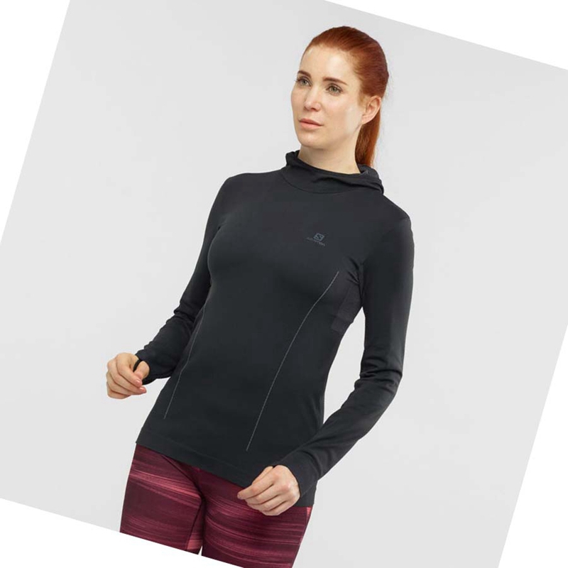 Moletom Com Capuz Salomon ESSENTIAL SEAMLESS Feminino Pretas | 72598-JORI