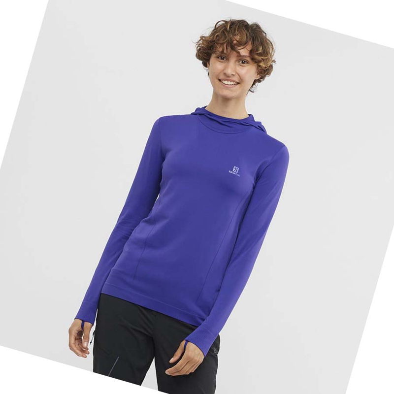 Moletom Com Capuz Salomon ESSENTIAL SEAMLESS Feminino Roxo | 84376-NCMA