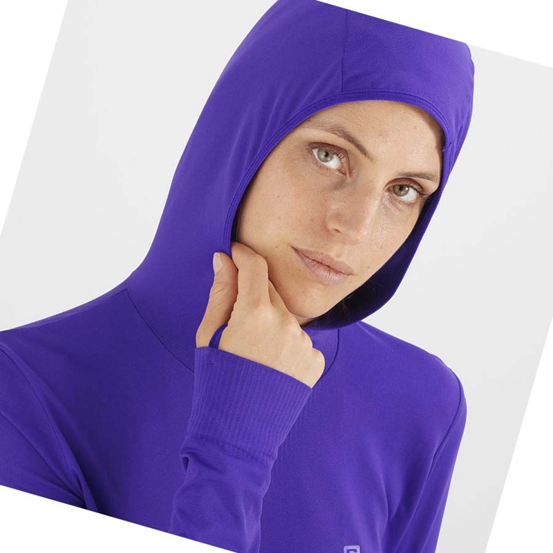 Moletom Com Capuz Salomon ESSENTIAL SEAMLESS Feminino Roxo | 84376-NCMA