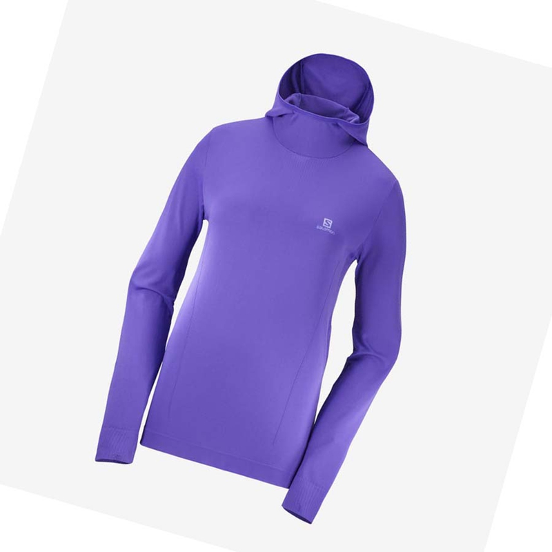 Moletom Com Capuz Salomon ESSENTIAL SEAMLESS Feminino Roxo | 84376-NCMA