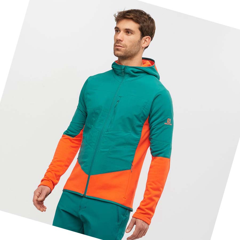 Moletom Com Capuz Salomon OUTLINE WARM HYBRID Masculino Verdes | 05674-LJIN