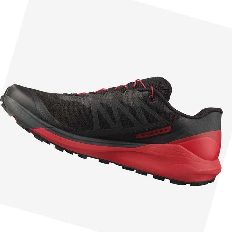 Sapatilhas Trail Running Salomon SENSE RIDE 4 Masculino Pretas Vermelhas | 15827-SUIH