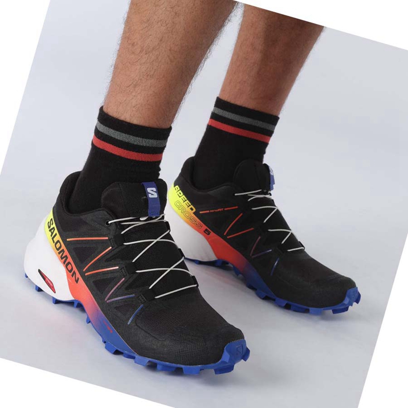 Sapatilhas Trail Running Salomon SPEEDCROSS 5 RACING PACK Masculino Pretas Azuis | 95370-PFEW