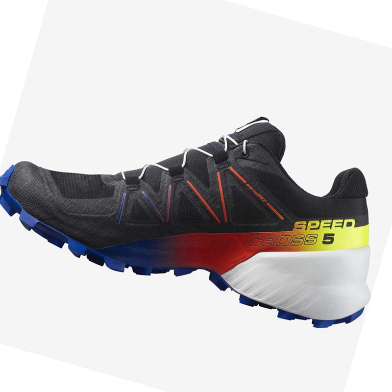 Sapatilhas Trail Running Salomon SPEEDCROSS 5 RACING PACK Masculino Pretas Azuis | 95370-PFEW