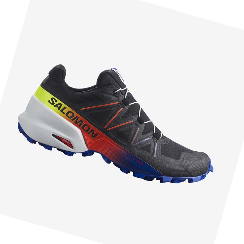 Sapatilhas Trail Running Salomon SPEEDCROSS 5 RACING PACK Masculino Pretas Azuis | 95370-PFEW