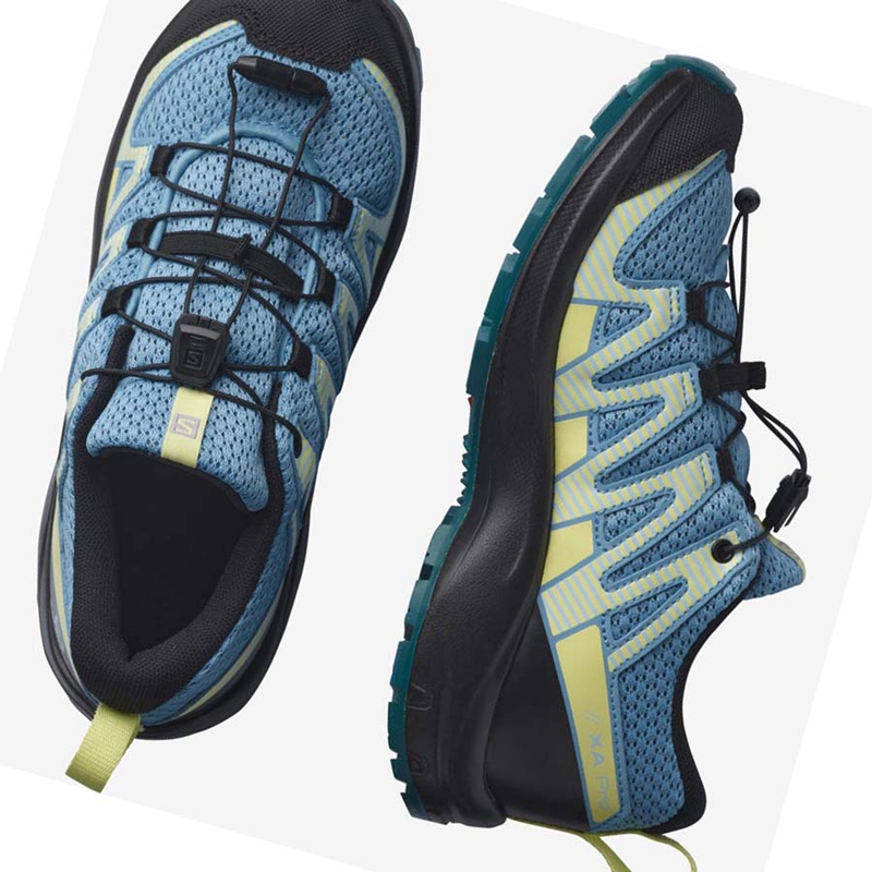 Sapatilhas Trail Running Salomon XA PRO V8 Criança Azuis | 84590-FIZR