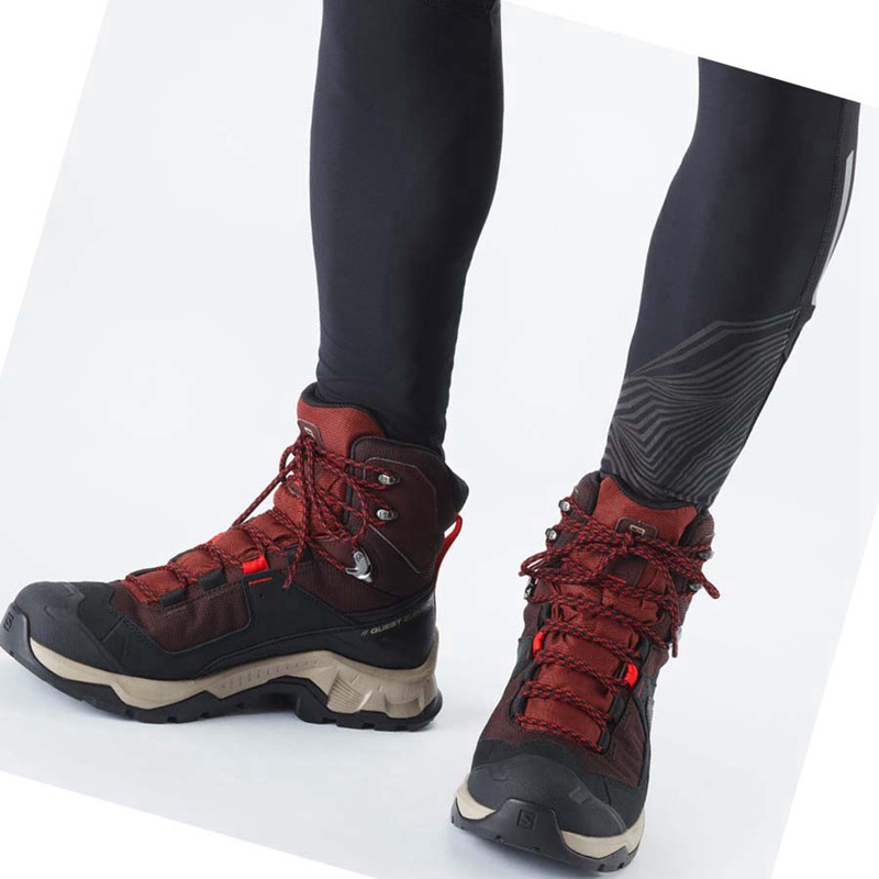 Tênis De Caminhada Salomon QUEST ELEMENT GORE-TEX Masculino Cinzentas Vermelhas | 74560-INGZ