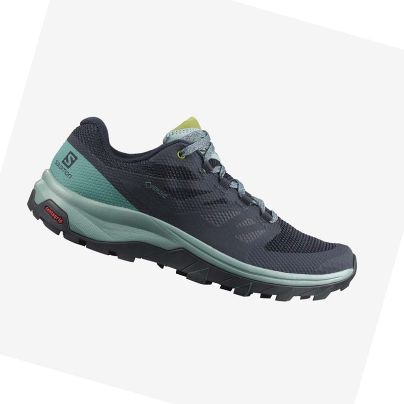 Tênis De Caminhada Salomon WoOUTLINE GORE-TEX Feminino Pretas Verdes | 29501-PIEA