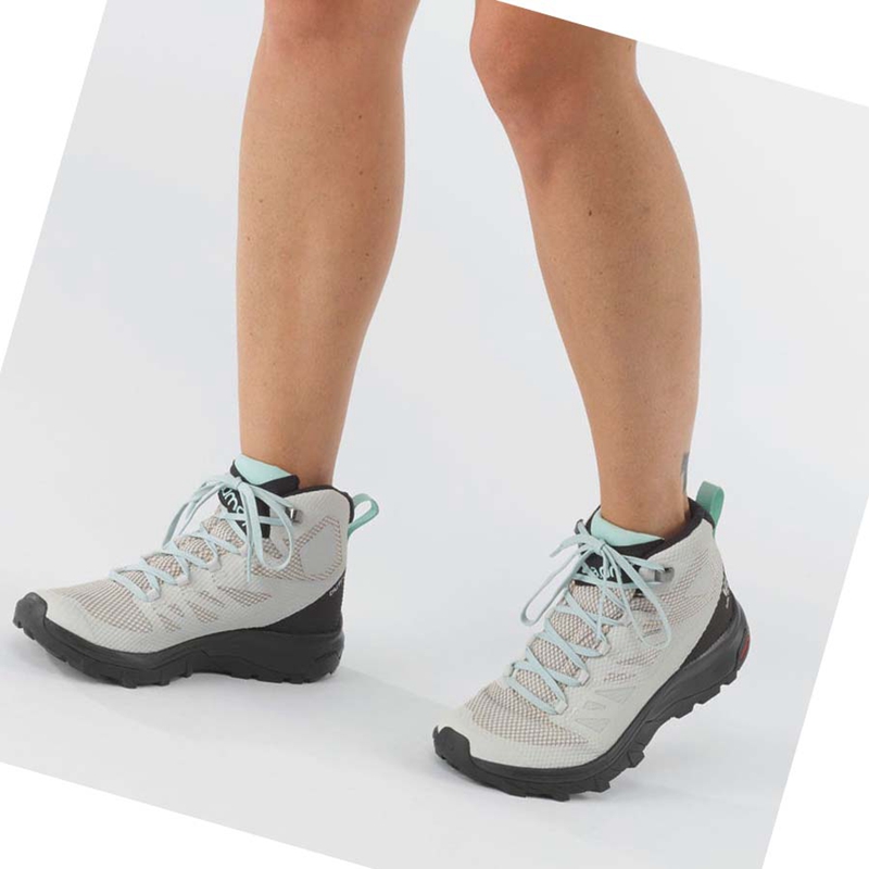 Tênis De Caminhada Salomon WoOUTLINE MID GORE-TEX Feminino Bege | 58693-GTUJ