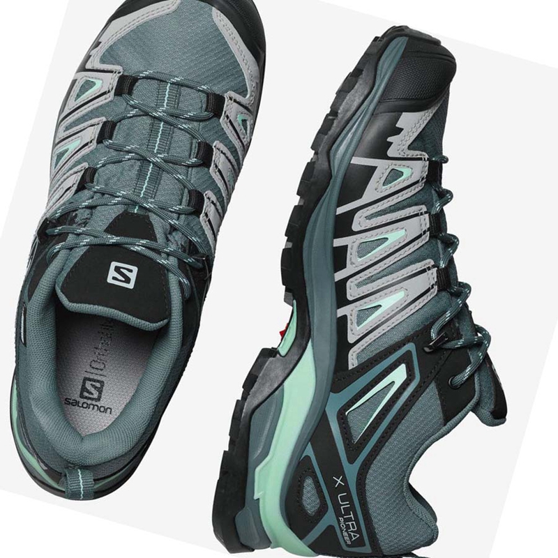 Tênis De Caminhada Salomon WoX ULTRA PIONEER CLIMASALOMON™ WATERPROOF Feminino Verdes | 01548-DCUG