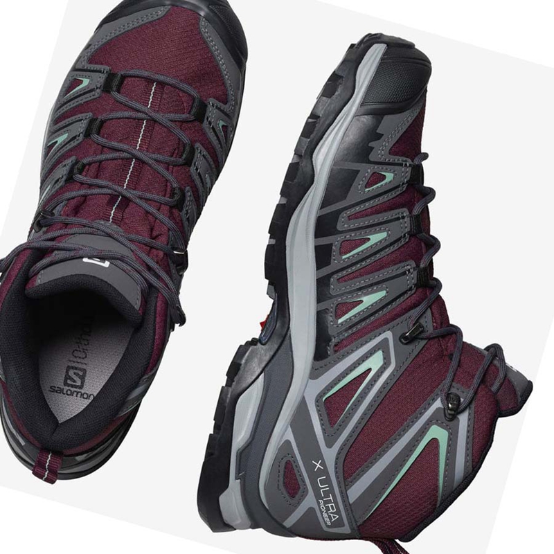 Tênis De Caminhada Salomon WoX ULTRA PIONEER MID CLIMASALOMON™ WATERPROOF Feminino Vermelhas | 10823-LXCB