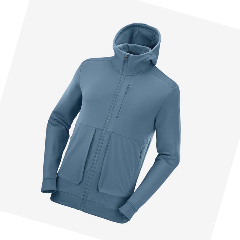 Moletom Com Capuz Salomon ESSENTIAL WARM FLEECE Masculino Azuis | 73620-IQSV